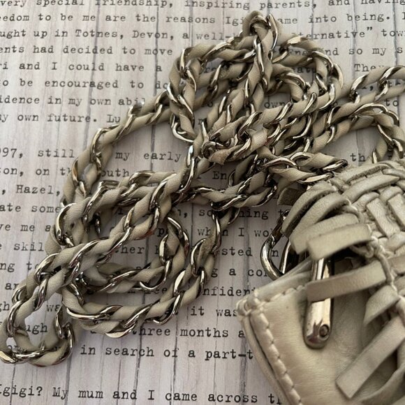 REPTILE'S HOUSE Grey Woven Leather CrossBody/Clutch with Fringe/Detachable Strap - Picture 6 of 8